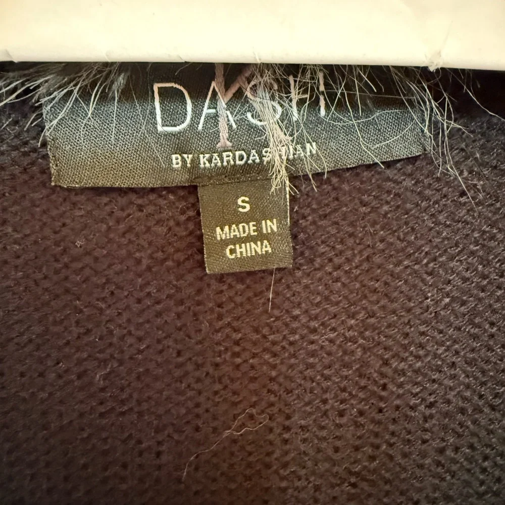 DASH KimK Black Sweater with Faux Fur Trim
